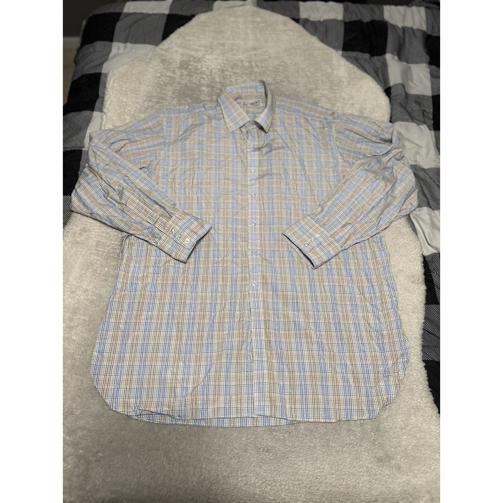 Turnbull & Asser Formal Dress Shirt Mens 19 48cm White Check Turnbulline